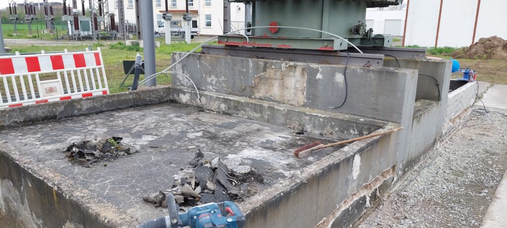 Ansicht während der Betonsanierung